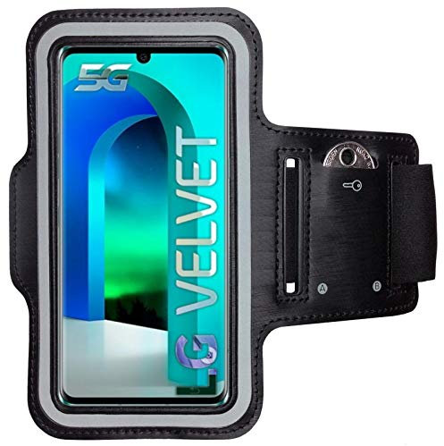 CoverKingz Sportarmband für LG Velvet - Armtasche mit Schlüsselfach Oberarm Halterung - Sport Laufarmband Handy Armband Schwarz