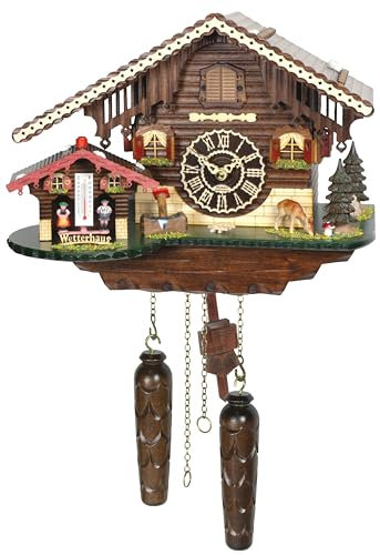 Trenkle Quarz Kuckucksuhr Schweizerhaus mit Wetterhaus und Musik