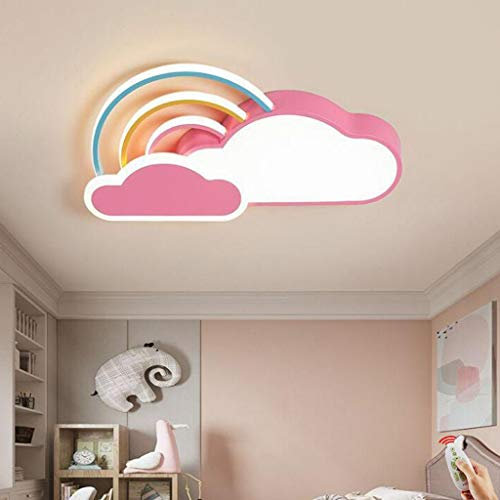 LED Deckenlicht Kinderzimmer Deckenleuchte Moderne Weiße Wolken Regenbogen Jungen Und Mädchen Deckenleuchten Dimmbar Deckenlampe Cartoon Kronleuchter Wohnzimmer Schlafzimmer Flur,Rosa