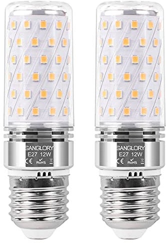 SanGlroy 2er Pack E27 Led Lampen 12W Ersetzt 100W Halogen, E27 Led Mais Birne Warmweiß 2700K 1350LM Nicht Dimmbar Energiesparlampe Maiskolben Leuchtmittel LED E27