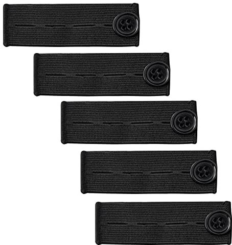 ZHjuju Pantalon élastique Taille Extender,5 Pack Extension de taille réglable Pregnancy Waistband Extender Extenders pour pantalon de costume, jean jupe, pantalon, pantalon enceinte. (noir).
