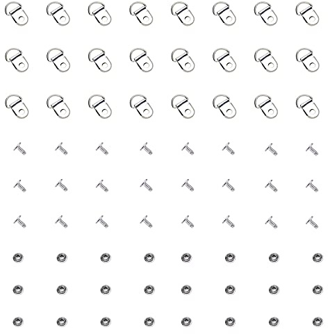 Ruwado 30 Sets Shoes Boot Lace Hooks Loop Ring with Rivets Shoe Boot Buckle D Ring Eyelet Metal Repair Accessories, Silver, S