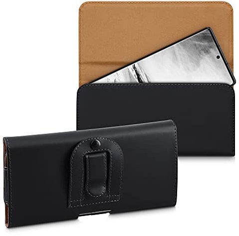 kwmobile Gürteltasche Hülle für Handys mit Gürtelclip - 17,2 x 8,5 cm Kunstleder Gürtel Case mit Gürtelschlaufe Schwarz