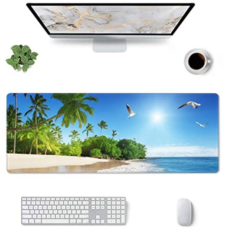 Beach Ocean Gaming Mouse Pad Large Mouse Mat XXL Desk Pad, XL Extended Mousepad Desktop Pad 31.5x11.8 Inch