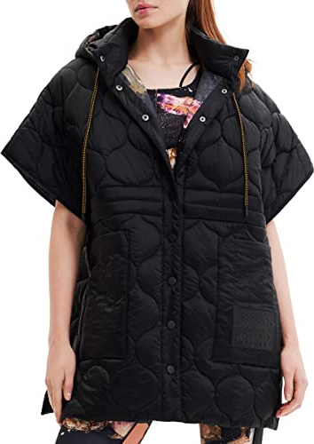 Desigual Damen Poncho_psico Denali, 2000 Black PONCHO, Schwarz, Einheitsgröße EU