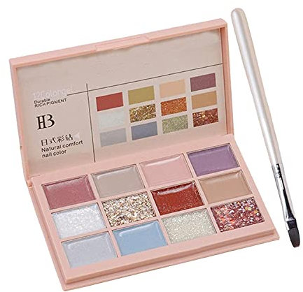 12 Colors Highly Pigmented Gel Paint Palette Nail Kit, Solid Nail Polish Palette, Cream Gel Nail Polish, Professional Mud Gel Nail Polish for Girls Women (Colored Diamonds)