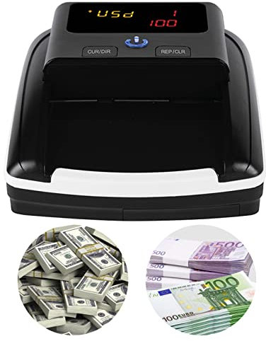 Bisofice Detecteur Faux Billet, Compteuse de Billets portable, Détection Automatique de l'argent USD Euro par UV/MG/IR/image/papier/qualité/taille/épaisseur Convient aux magasins de petites entreprise