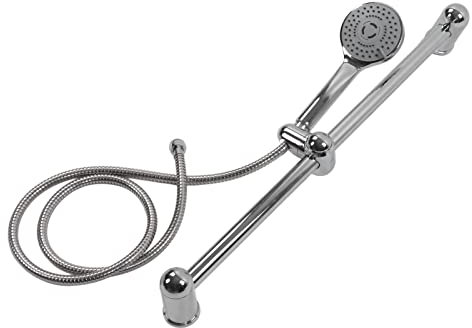 360° Shower Slide Rail Set - Adjustable Height with 1.5m Hose, Stainless Steel Shower System
