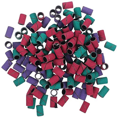 FRCOLOR Sanding Bands for Nail Grinding Assorted Grits Essential Nail Supplies for Manicures Safe Sanding Sleeves for Beginners
