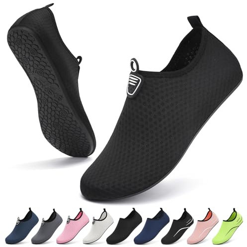 Sixspace Damen Herren Badeschuhe Wasserschuhe Schwimmschuhe Männer Frauen Strandschuhe Aquaschuhe Barfußschuhe für Strand,Pool,Meer,Wassersport,Tauchen,Surfen,Aqua Cycling(Schwarz 42 EU)
