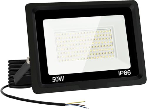 Jefedana LED Strahler Außen 50W-IP66 Wasserdicht Fluter-6000K 5000LM Superhell LED-Strahler für Hinterhof, Garage, Flur,Garten