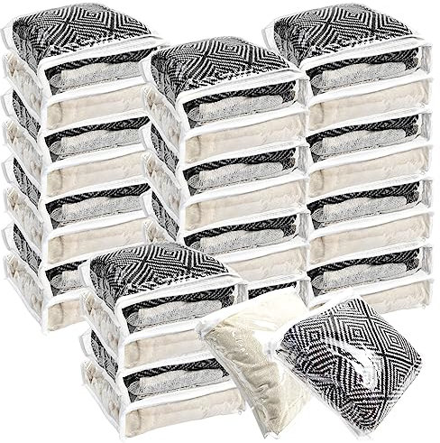 YEXEXINM 30Pcs Clear Vinyl Zippered Storage Bags, PVC & Nylon, 10.5 x 10.5 x 2.5 Inch, Closet Organizer, Waterproof, Durable