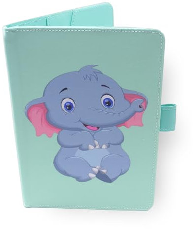 Schutzhülle für Gesundheitsheft für Babys – Elefant – Format A5 15 x 21 cm – Klappen zum Aufbewahren von Rezepten