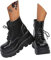tinbarry Stivaletti da Donna Stivali in Vernice Punk Gotico Stivali Stringati con Plateau Tacco Corto Stivali Stringati Cerniera Eleganti Boots Scarpe da Donna in Vernice