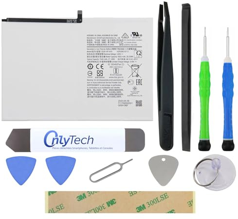 OnlyTech - Kit di riparazione batteria per Samsung Galaxy Tab A7 SM-T500 / T505-7040mAh - con 10 strumenti e adesivi
