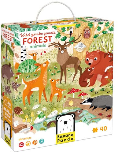 Wild Jumbo Floor Puzzle Forest Animals - Includes 40 Large Jigsaw Pieces with a Big Completed Size of 26” x 19” - for Kids Ages 3 Years and up