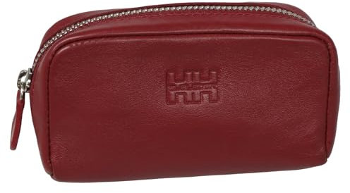 Elbleder Schlüsseletui Leder Rot mit Reißverschluss - Echtleder Schlüsseltasche für Damen & Herren mit 2 Schlüsselringe - Key Bag mit Zip Münzfach - Polo 117 BRD