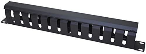Knadgbft 1U Cable Management Horizontal Mount 19 Inch Server Rack, 12 Slot Metal Finger Duct Wire Organizer with Cover