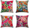 Kissenbezug 35x35 cm 4er Set Leinen Outdoor Kissen Bunt Blume Sofakissen Dekorative Kissenbezüge mit Verstecktem Reißverschluss für drinnen und draußen Perfekte Deko Kissen für Wohnzimmer und Garten