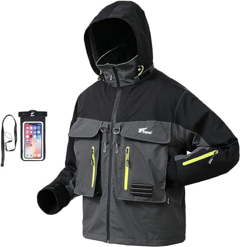 8 Fans Fishing Wading Jackets Breathable Waterproof Fishing Rain Jackets for Men&Women, Black, M