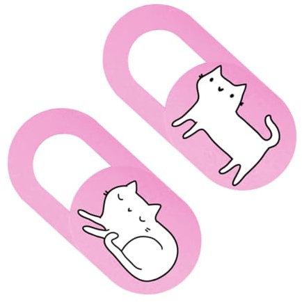 Homoyoyo 2pcs Camera Protective Cover Pink Cat Webcam Cover Slide Privacy Sticker for Laptop Computer Camera Slide