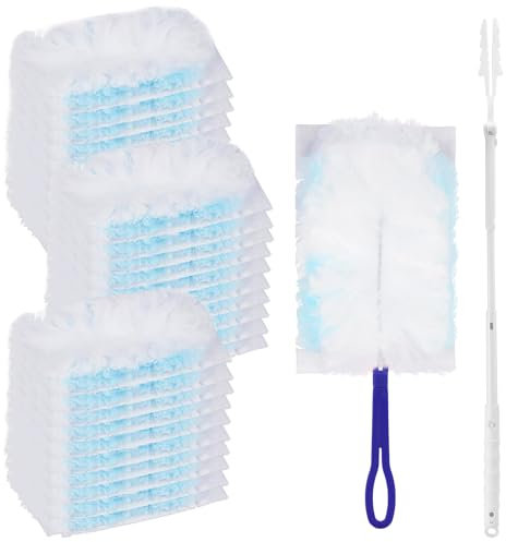 Auauraintt 30 Pièces Plumeau Poussiere Recharge Kit, Duster Recharges Dépoussiérantes, Recharges de Plumeau avec 2 Poignée, pour Nettoyer La Poussière La Saleté (30)