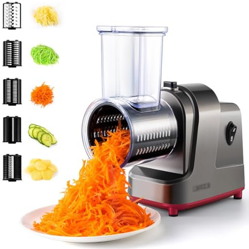 GAORUTO Rallador de Queso eléctrico Cortador de Verduras eléctrico Cortadora eléctrica Trituradora Ensalada Cortadora de Patatas y Zanahorias de Gran diámetro Multifuncional A