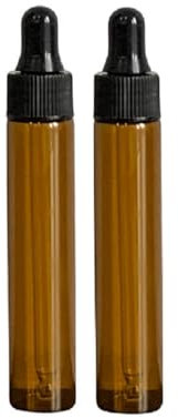 CMJ™ 2 x 10ml Thin Amber Brown Pipette Empty Glass Dropper Bottles Aromatherapy