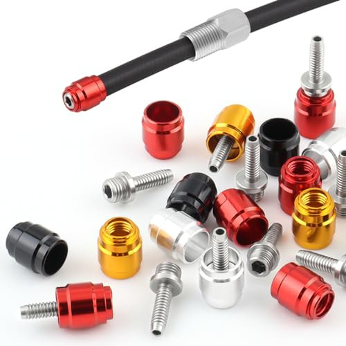 Yundxi Fahrrad Scheibenbremse Olive Einsatz, Kleinteile Klemmring + Stützhülse/Insertpin für Bremsleitung/Hydraulikleitung kürzen (Silber)