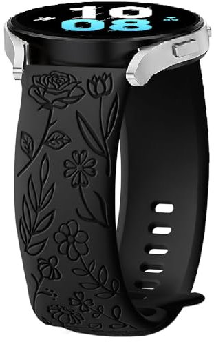 Silicone Bracelet pour Huawei Watch GT 5/5 Pro 46mm/GT 4 46mm/3/3 Pro/GT 2 46mm/2e/2 Pro, 22mm Flower Sport Bracelets de Remplacement pour Honor MagicWatch 2/Watch GS Pro
