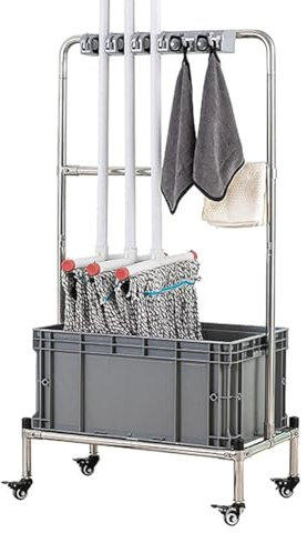 KK-GGL Rolling Mop Service Basin, Mobile Commercial MOP -Waschbecken Mit Mopphalterrahmen, Industrielle Slop -Waschbecken Mit Abflussventil, Reinigungswerkzeugorganisator