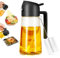 Leaflai 2 in 1 Oil Sprayer, 470ml/16oz Olive Oil Spray Bottle for Cooking, Air Fryer, Salad, Frying, BBQ, Black Food-grade Mister Spray Bottle