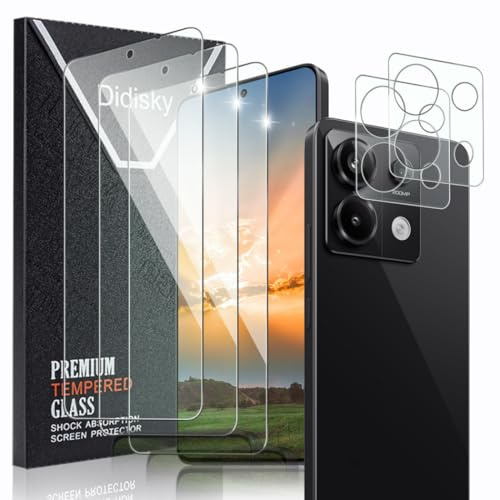 Didisky 3+2 Pack Tempered Glass Screen Protector for Xiaomi Redmi Note 13 Pro 5G, 3 Pack Tempered Glass and 2 Pack Camera Protector Screen Protector, 9H,Easy to Install