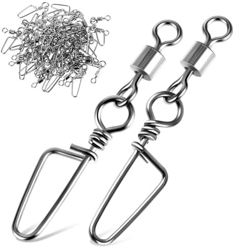 AOZUO Angeln Snap Wirbel, 25 Stück Hochfeste Wirbel Angelgerät Rollendes Fass Wirbel Snaps Edelstahl Korrosionsbeständiger Anschluss, Kugellager Wirbel mit Snap für Salzwasser Süßwasser(S-16lb/7kg)