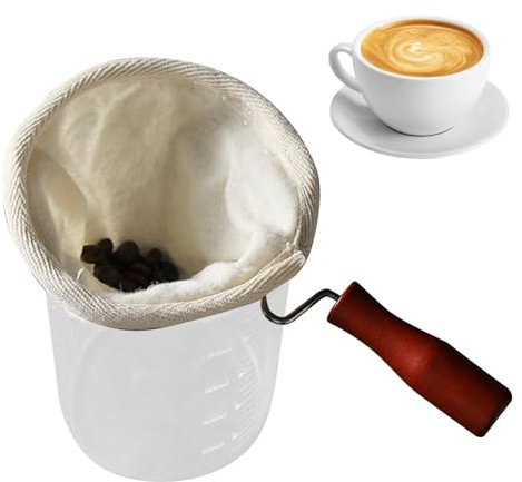 Handgefertigter Kaffeefilter, Café-Flanell-Tuchfilter, Kaffeesocke mit Griff, nachhaltiges Kaffeezubehör, Kaffeebrühwerkzeuge, geeignet für waschbare Kaffeefilterbeutel