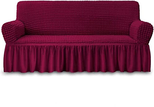 Stretch-Sofabezug mit 3D-Blasengittern, rot, Spandex, elastischer Couchbezug für Zweisitzer und Sofa, einfach anzubringen, Möbelschutz, Stuhlbezug, passend für 134 - 165 cm, elegantes Design