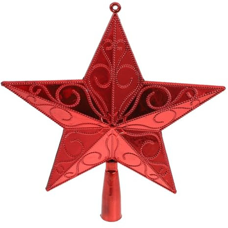 WESIEVYA 1stk Weihnachtsbaumspitze Stern Baumkronen-Pentagramm Weihnachtssternverzierung Weihnachtsstern Dekor Capiz Stern Baumspitze Weihnachtsbaumkrone Baumwipfelschmuck Rot Plastik