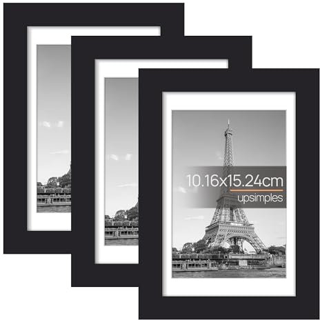upsimples 3 Pack Bilderrahmen 10x15, Bilderrahmen 10x15 Schwarz, Picture Frame 10.16x15.24 cm
