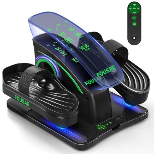 FOUSAE Mini Ellipsentrainer für Zuhause, 2-in-1Untertisch Ellipsentrainer für Zuhause, pedaltrainer für zuhause für Senioren mit 15 Geschwindigkeiten, mit Fernbedienung und Anti-Rutsch-Matte