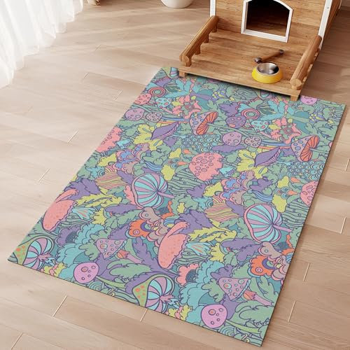 OMHHBX Fußabtreter für Innen & Außen I Eingangsmatte Einbau Schmutzfangmatte & eingelassene Fußmatte in Farbige Pilze I180x275cm