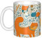 YYHHAOFA Taza de cerámica con estampado de gato naranja de dibujos animados para capuchino, latte, cereales, yogur, leche, bebidas calientes o frías, horno de microondas
