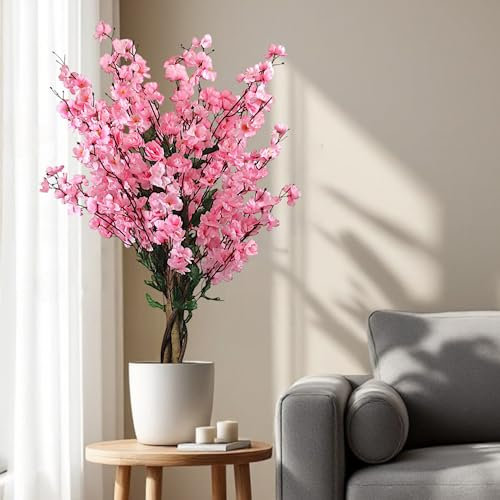 Plante Artificielle - Arbre à Fleurs - 90 cm - Hiver - Fleurs artificielles en Pot - Plante de Printemps (Rose, 90 cm)