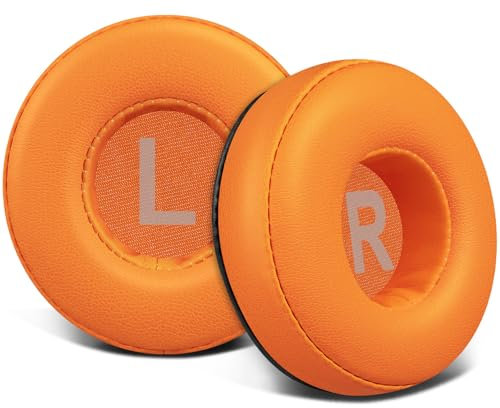 SOULWIT 70mm Almohadillas de Repuesto para JBL Tune 450BT (T450BT)/Tune 500BT (T500BT)/Tune 510BT/Tune 520BT/Tune 460BT(T460BT), Almohadillas para JR 300BT/JR300/JR 310BT/JR310-Naranja