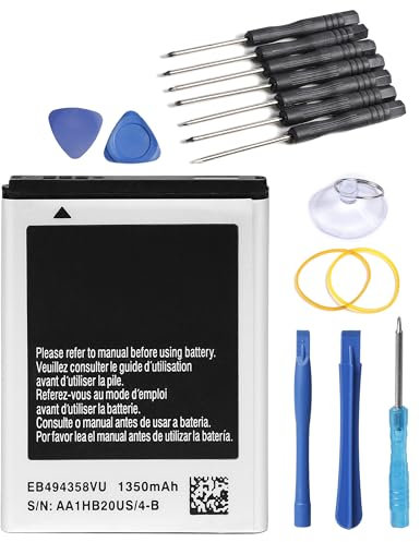 NEWASHAN Batterie EB494358VU Compatible avec Samsung Galaxy Ace GT-S5830 S5839i DuoS S6802 Gio S5660 S5670 B5512 Téléphone Portable Smartphone Li-ION Accu Pile EB464358VU 3,7V 1350mAh avec Kit Outils