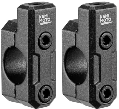 KEMIMOTO 10 mm Supporti Specchietti Moto, 2 Pezzi Supporti Specchietto Moto Universale per 22mm Manubrio, Morsetti Adattatori Specchi Lega di Alluminio per Motociclette, ATV, Scooter
