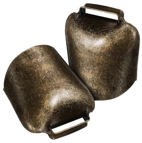 Toyvian Kuhglocken 2 Stück aus Eisen, 6,3 cm Tierglocken für Schafe, Ziegen & Kühe, laute Weideglocken in Antik-Bronze, Glocke zum Aufhängen, rustikale Hängedeko für Bauernhof