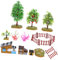 Yardwe 1 Set Simulation Farmhouse Model Set House Fruit Tree Sand Table Decor for Country Style Fence Model for Micro Sand Table Play and Home Decoration