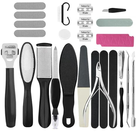 FußFeile 27-teiliges Fußpflege-Set, Pediküre- und Maniküre-Set, Edelstahl-Peeling, Hornhautentferner, Fußschrubber(One Set 27 IN 1)