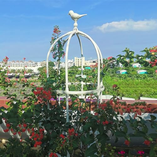 Stabiles Rankgitter für Kletterpflanzen, Metall, 180 x 50 cm, Obelisk, ideal für Rosen, Reben und Outdoor-Dekoration, Weiß