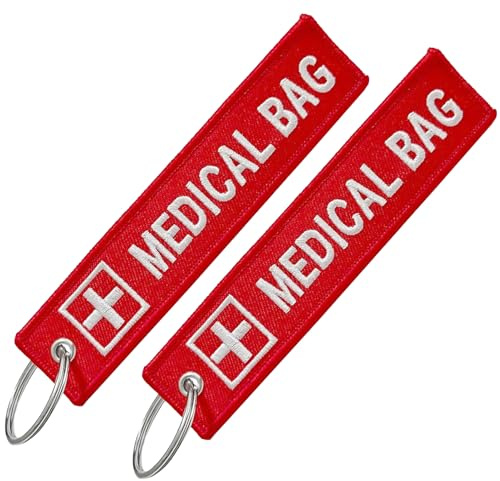 2pcs Medical Luggage Tags, Personalised ID Labels, Durable Suitcase Tags for Travel and Medical Equipment (13x3cm, Red)